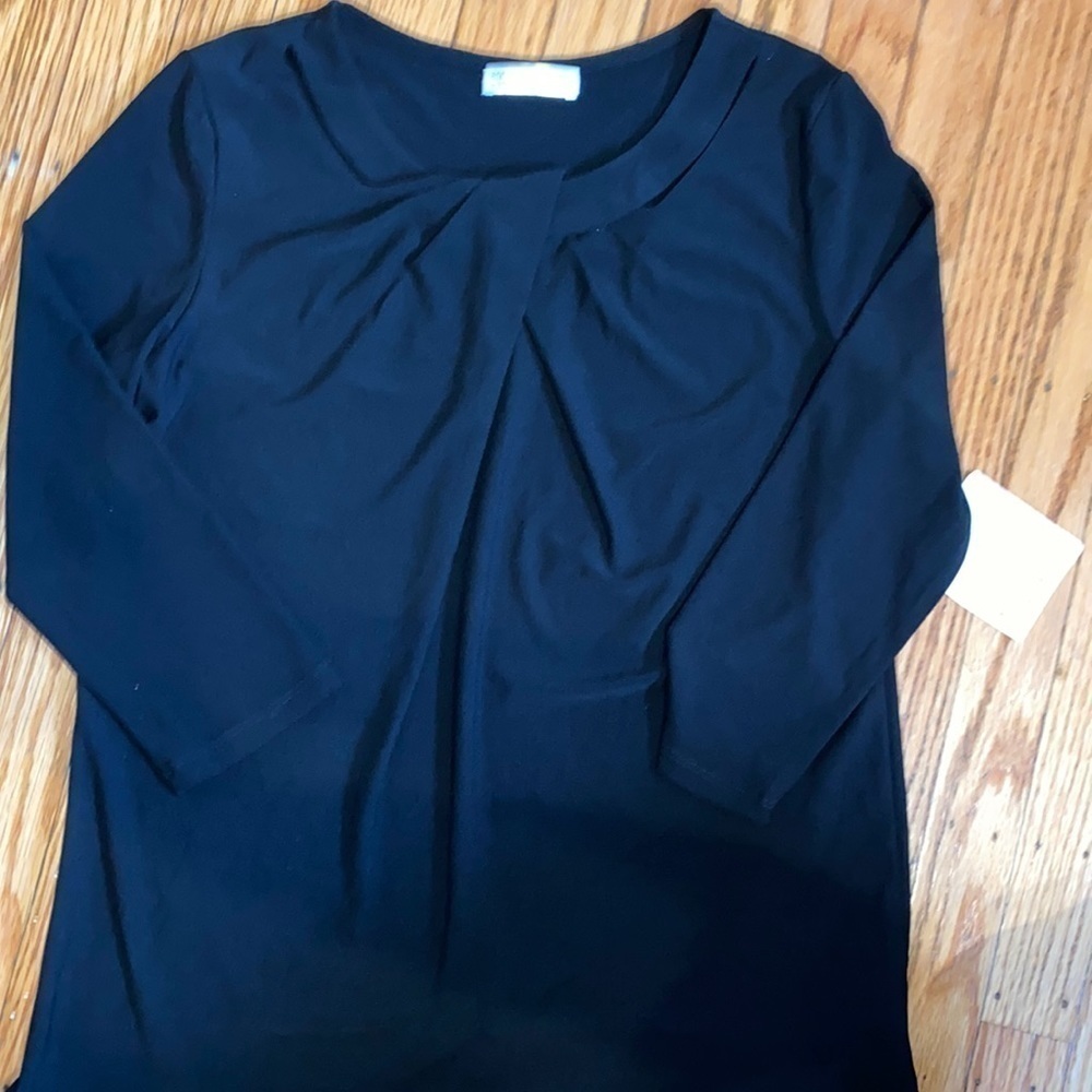 89+madison size small black top with cuts around neck NWT